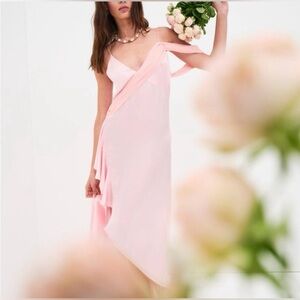 For Love And Lemons Pale Pink Asymmetrical Slip Dress
